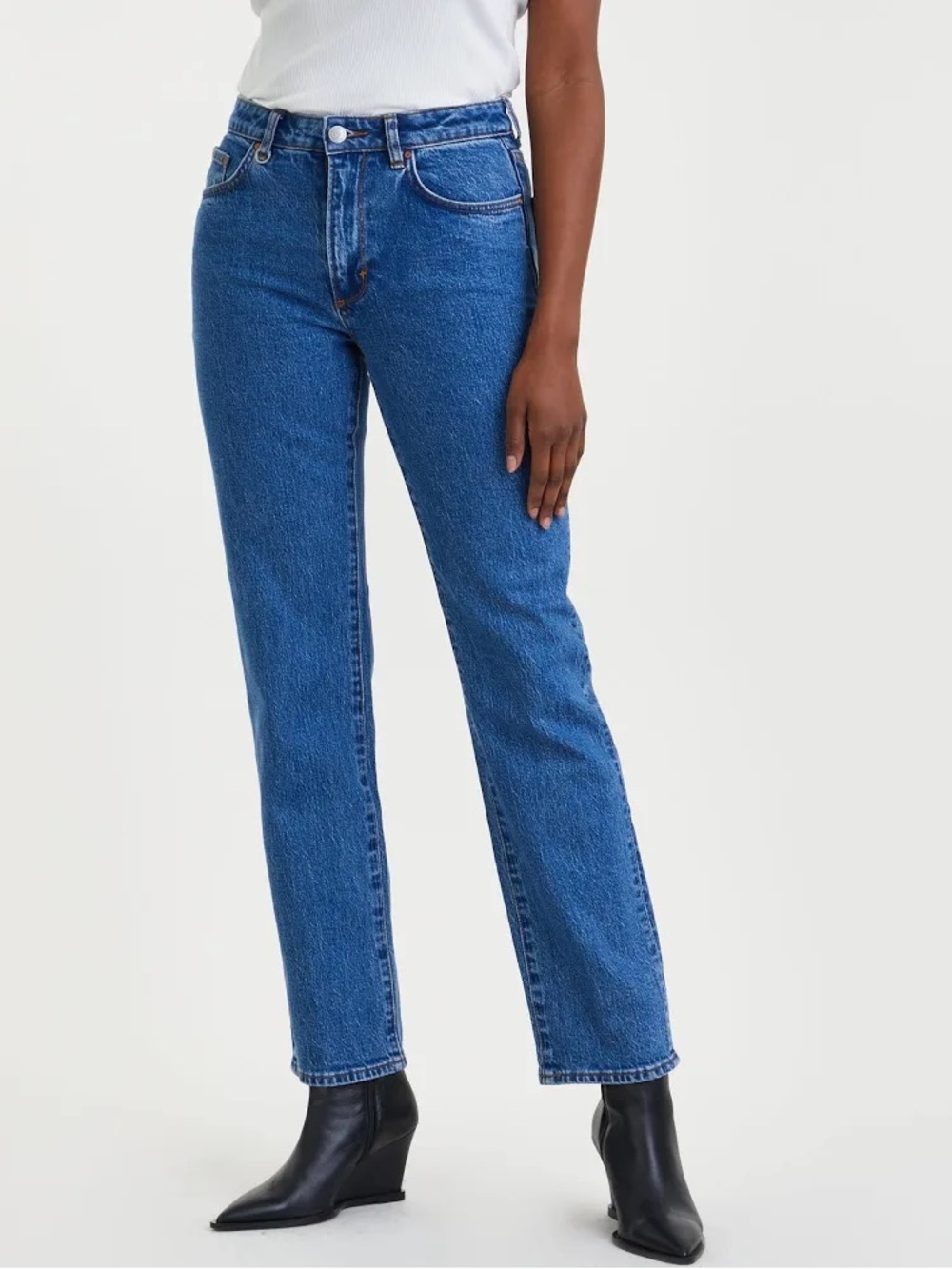 NEUW Mica High-Rise Straight Jeans in Medium Blue